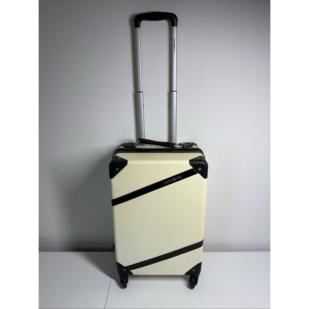 Samsonite Hard-Shell Carry-On Suitcase Spinner Wheels  See Description Cream